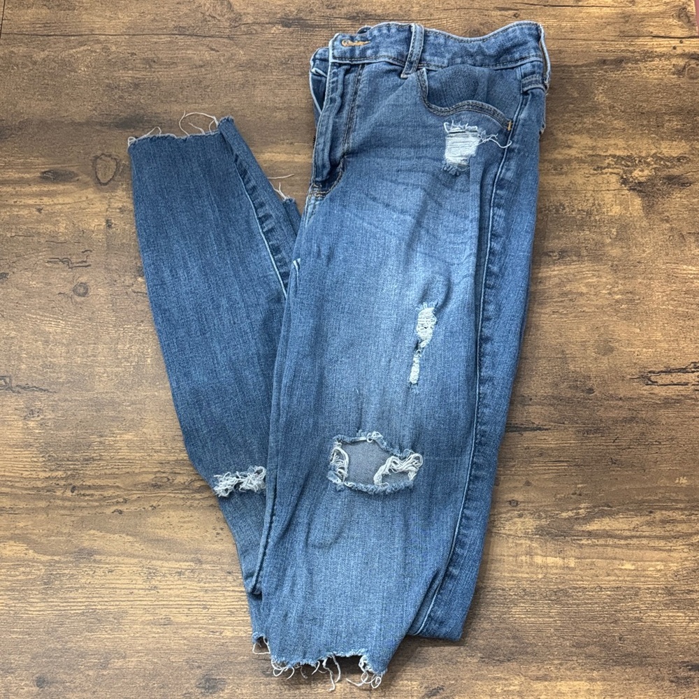 Hollister Ripped Blue Boyfriend Jeans